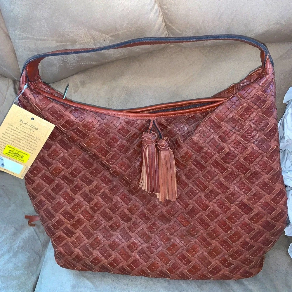 NWT Patricia Nash Marcillina Hobo Toast Brown braided stitch - Picture 1 of 6